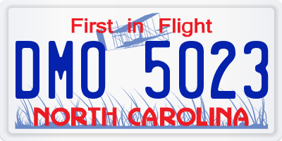 NC license plate DMO5023