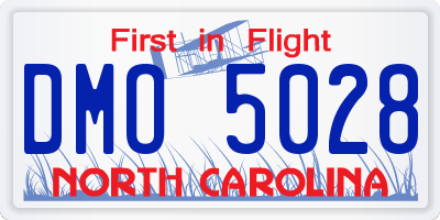 NC license plate DMO5028