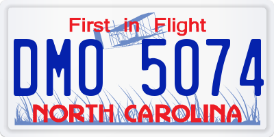 NC license plate DMO5074