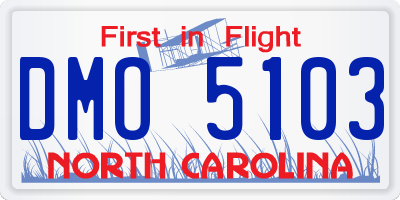 NC license plate DMO5103