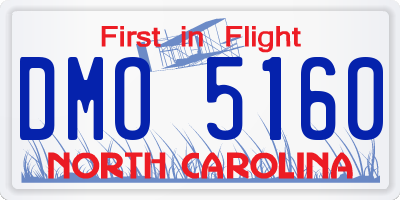 NC license plate DMO5160