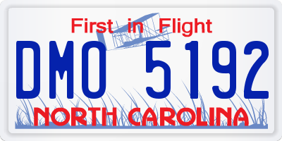NC license plate DMO5192