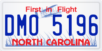 NC license plate DMO5196