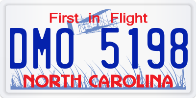 NC license plate DMO5198