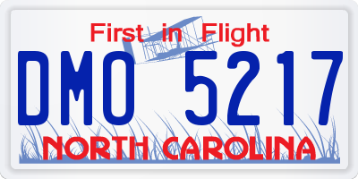 NC license plate DMO5217