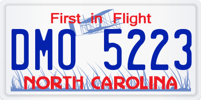 NC license plate DMO5223