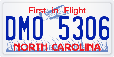 NC license plate DMO5306