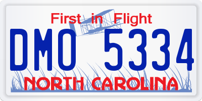 NC license plate DMO5334