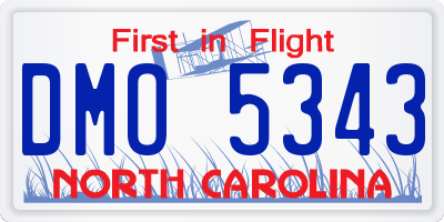 NC license plate DMO5343