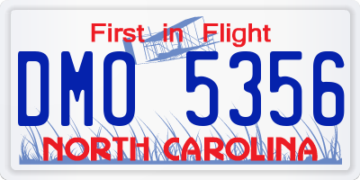 NC license plate DMO5356