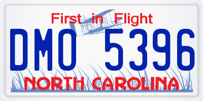 NC license plate DMO5396