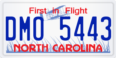 NC license plate DMO5443
