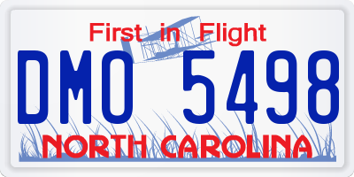 NC license plate DMO5498