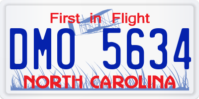 NC license plate DMO5634