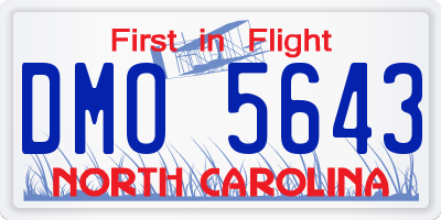 NC license plate DMO5643
