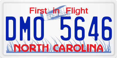 NC license plate DMO5646