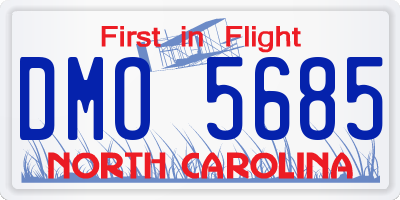 NC license plate DMO5685
