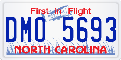 NC license plate DMO5693