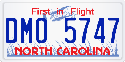 NC license plate DMO5747