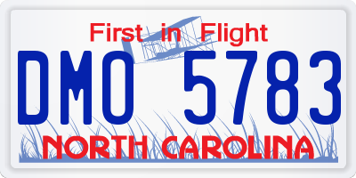 NC license plate DMO5783
