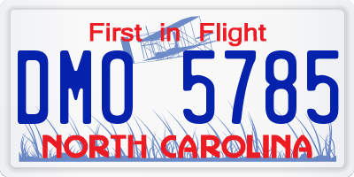NC license plate DMO5785