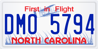 NC license plate DMO5794