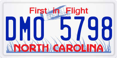 NC license plate DMO5798