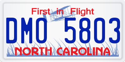 NC license plate DMO5803