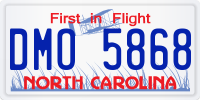NC license plate DMO5868