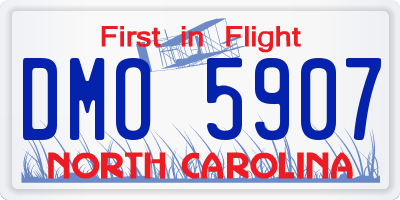NC license plate DMO5907