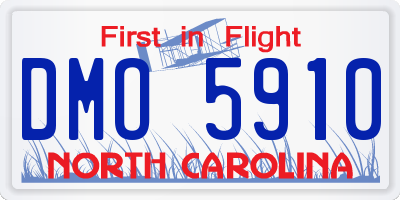 NC license plate DMO5910