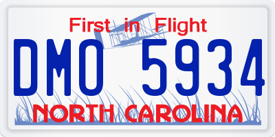 NC license plate DMO5934