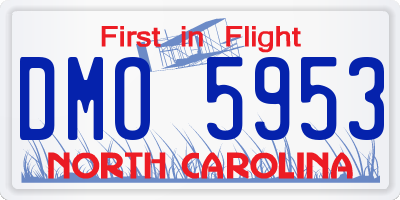 NC license plate DMO5953