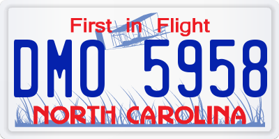 NC license plate DMO5958