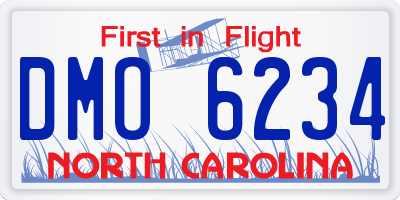 NC license plate DMO6234