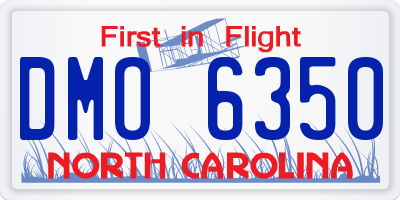 NC license plate DMO6350