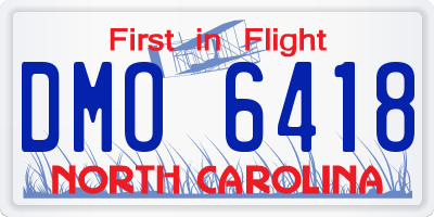 NC license plate DMO6418