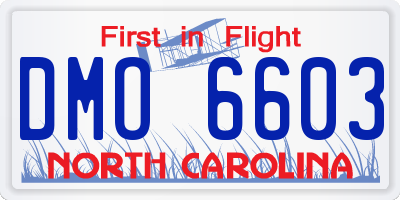 NC license plate DMO6603