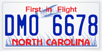 NC license plate DMO6678