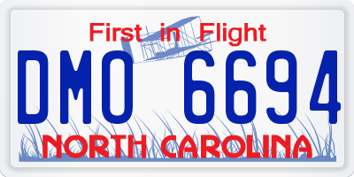 NC license plate DMO6694