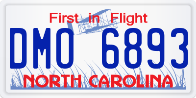 NC license plate DMO6893