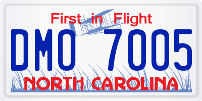 NC license plate DMO7005