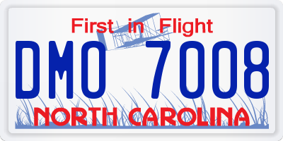 NC license plate DMO7008