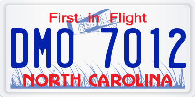 NC license plate DMO7012