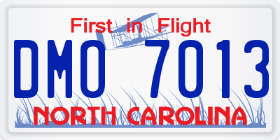 NC license plate DMO7013