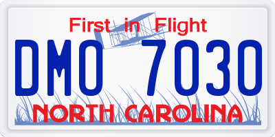 NC license plate DMO7030