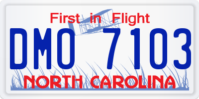 NC license plate DMO7103