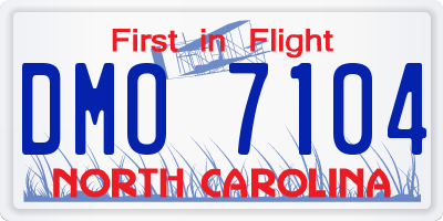 NC license plate DMO7104