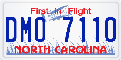 NC license plate DMO7110