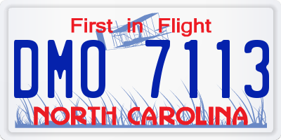 NC license plate DMO7113